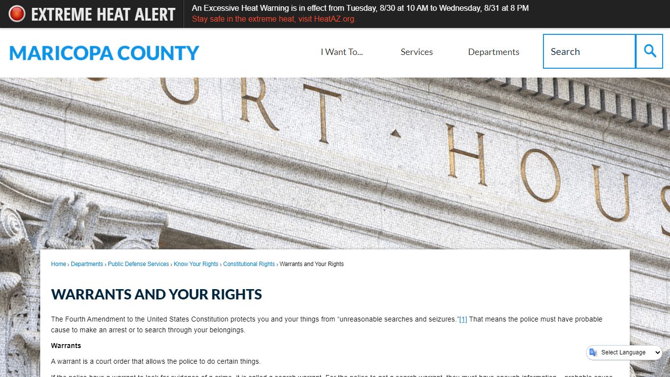 Warrants and Your Rights | Maricopa County, AZ